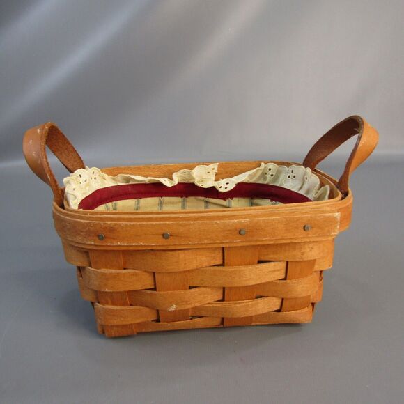 Vintage‎ Longaberger Basket with Fabric Liner 5" x 7" Dated 1991 - Picture 1 of 7